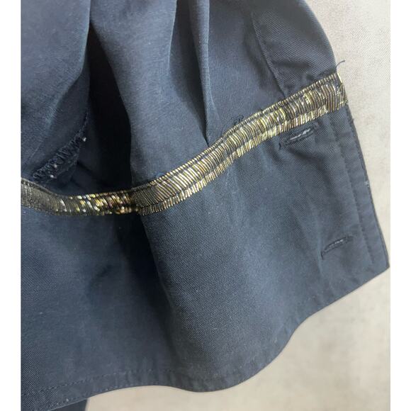 Free People Women Off Campus Metallic Detail Navy Button Up Shirt Size L… - Picture 7 of 11